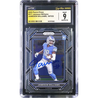 Jameson Williams Detroit Lions Autographed 2022 Panini Prizm #311 CGC Authenticated /10 Rookie Card