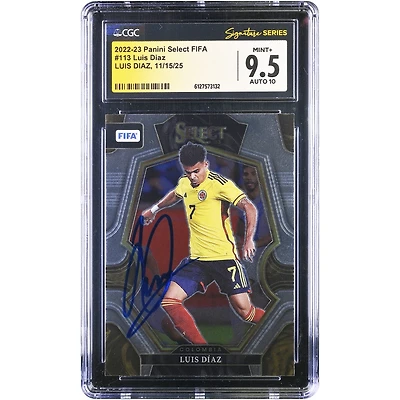 Luis Diaz Colombia National Team Autographed 2022-23 Panini Select FIFA Mezzanine #113 CGC Authenticated 9.5/10 Card