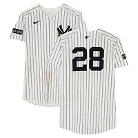 Austin Wells New York Yankees Autographed Game-Used #28 White Pinstripe Jersey vs. Baltimore Orioles on September 28, 2025