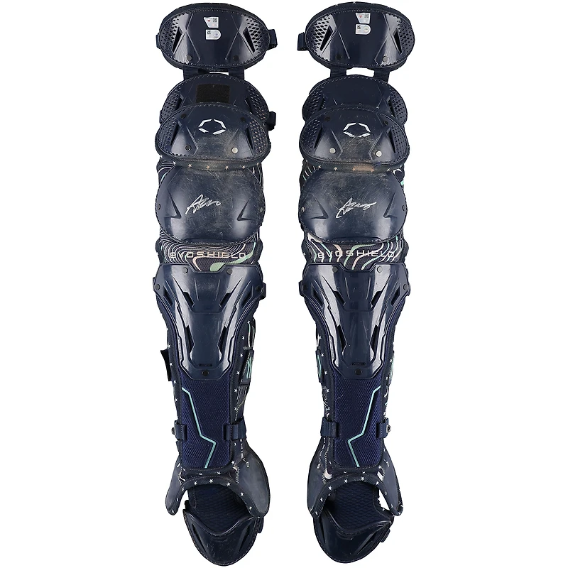 Austin Wells New York Yankees Autographed Game-Used Navy EvoShield Shin Guards vs. Detroit Tigers on September 10, 2025
