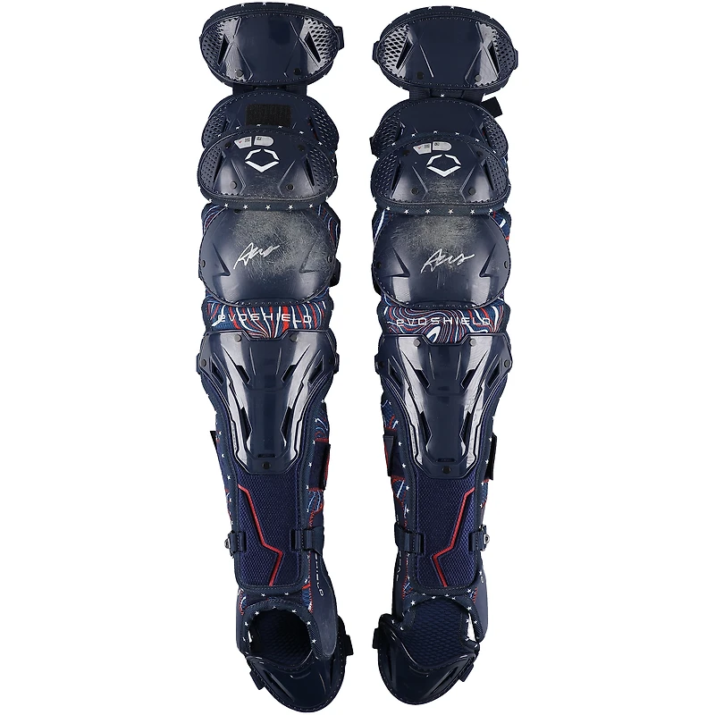 Austin Wells New York Yankees Autographed Game-Used Navy EvoShield Shin Guards vs. New York Mets on July 5, 2025