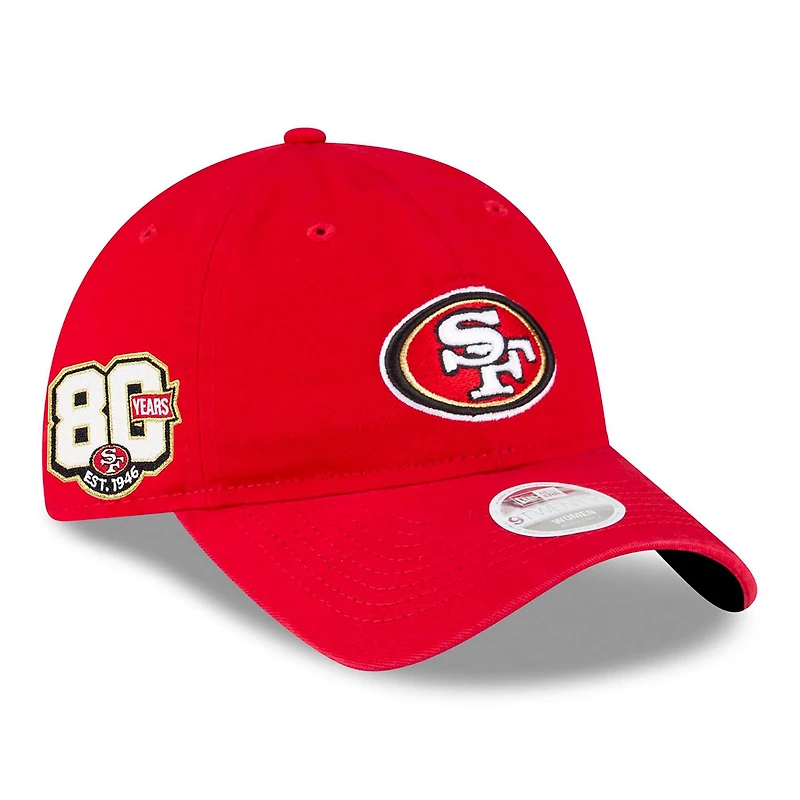 Women's New Era Scarlet San Francisco 49ers 80th Anniversary Side Patch 9TWENTY Adjustable Hat