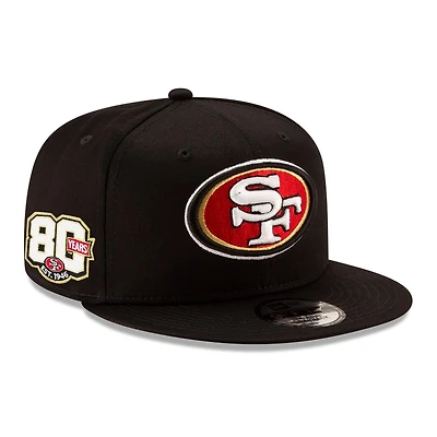 Men's New Era Black San Francisco 49ers 80th Anniversary Side Patch 9FIFTY Snapback Hat