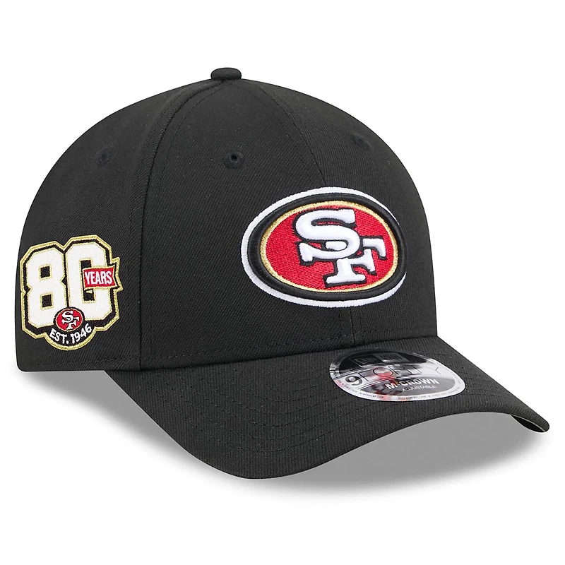 Men's New Era Black San Francisco 49ers 80th Anniversary Side Patch 9FORTY M-Crown Adjustable Hat
