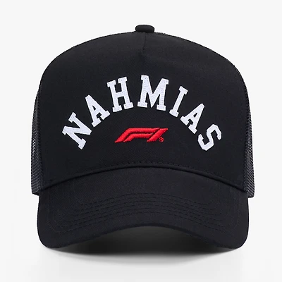Unisex NAHMIAS x F1 Black Arch Trucker Adjustable Hat