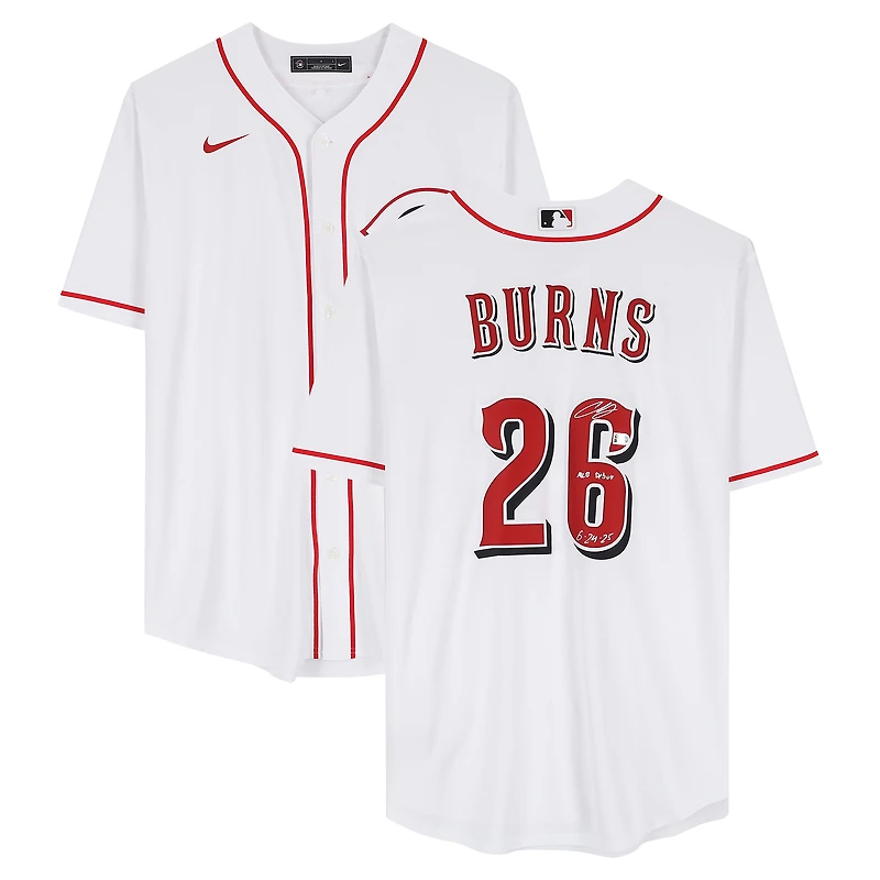 Chase Burns Cincinnati Reds Autographed White Nike Replica Jersey with "MLB Debut 6/24/25" Inscription