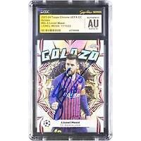 Lionel Messi Barcelona Autographed 2023-24 Topps Chrome UEFA CC Golazo #GL-5 CGC Authenticated Auto 10 Card