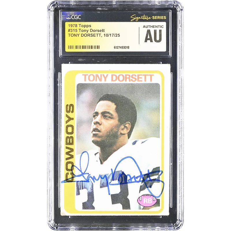 Tony Dorsett Dallas Cowboys Autographed 1978 Topps #315 CGC Authenticated Rookie Card