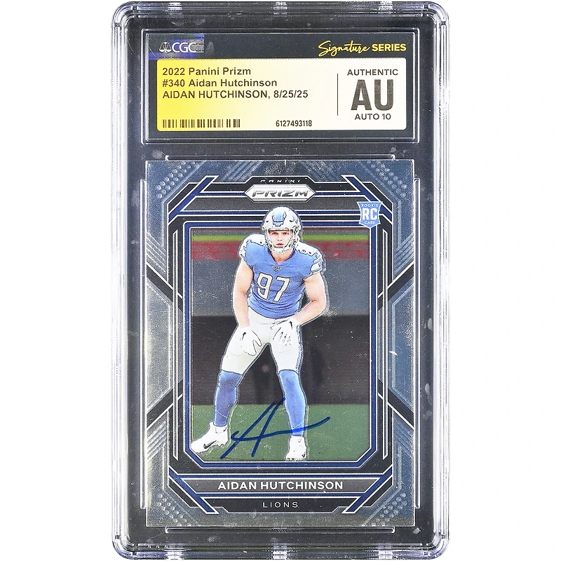 Aidan Hutchinson Detroit Lions Autographed 2022 Panini Prizm #340 CGC Authenticated Auto 10 Rookie Card