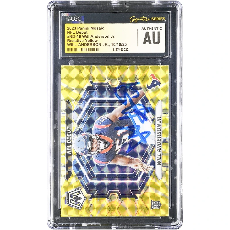 Will Anderson Jr. Houston Texans Autographed 2023 Panini Mosaic Reactive Yellow #ND-19 CGC Authenticated Rookie Card