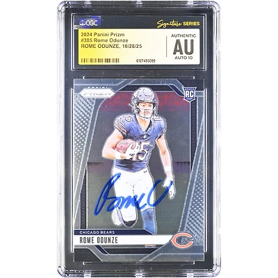 Rome Odunze Chicago Bears Autographed 2024 Panini Prizm #385 CGC Authenticated Auto 10 Rookie Card