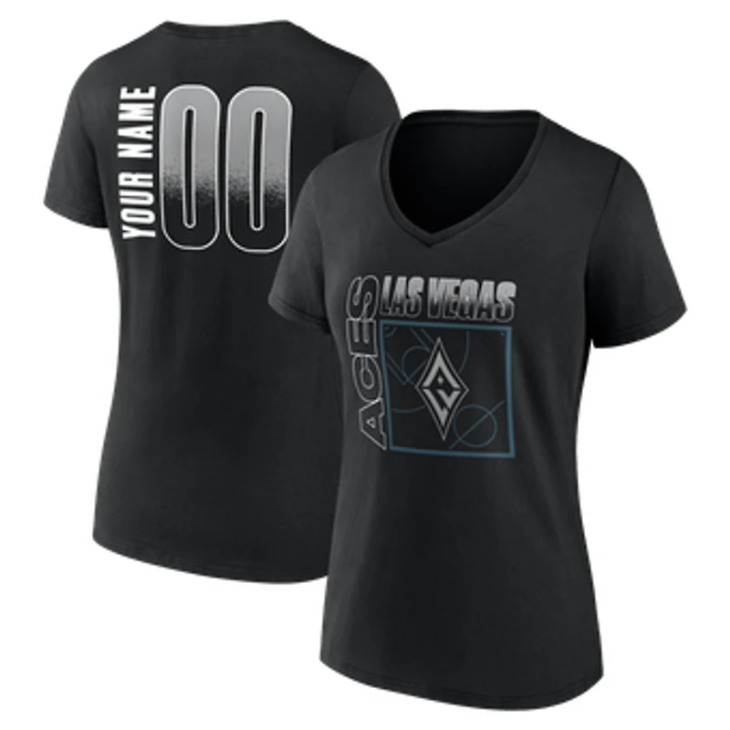 Women's Black Las Vegas Aces Home Court Pop Personalized Name & Number V-Neck T-Shirt