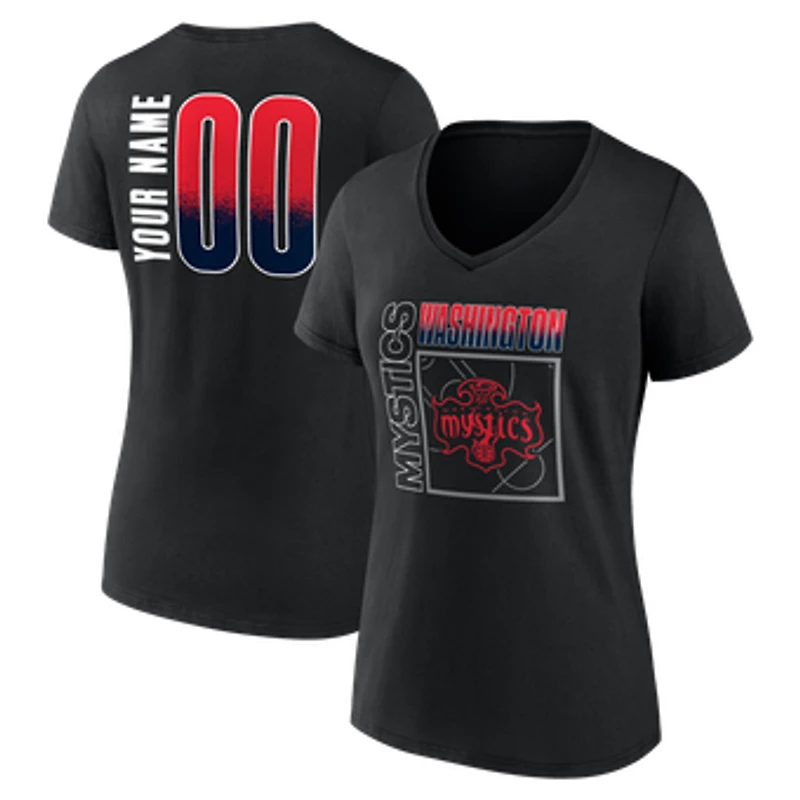 Women's Black Washington Mystics Home Court Pop Personalized Name & Number V-Neck T-Shirt