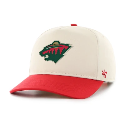 Men's '47 Cream/Red Minnesota Wild Logo 2-Tone Hitch Adjustable Hat