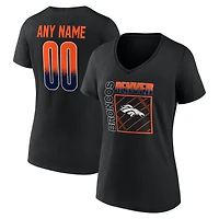 Women's Black Denver Broncos Home Field Pop Personalized Name & Number V-Neck T-Shirt