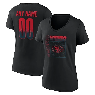 Women's Black San Francisco 49ers Home Field Pop Personalized Name & Number V-Neck T-Shirt