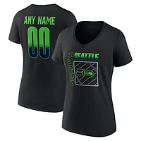 Women's Black Seattle Seahawks Home Field Pop Personalized Name & Number V-Neck T-Shirt