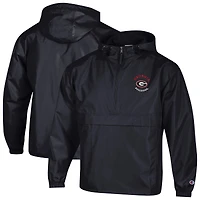Men's Champion  Black Georgia Bulldogs Packable Hooded Windbreaker Half-Zip Jacket