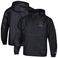 Men's Champion  Black Texas Longhorns Packable Hooded Windbreaker Half-Zip Jacket
