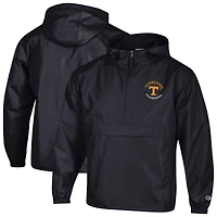 Men's Champion  Black Tennessee Volunteers Packable Hooded Windbreaker Half-Zip Jacket