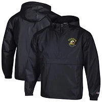 Men's Champion  Black Oregon Ducks Packable Hooded Windbreaker Half-Zip Jacket
