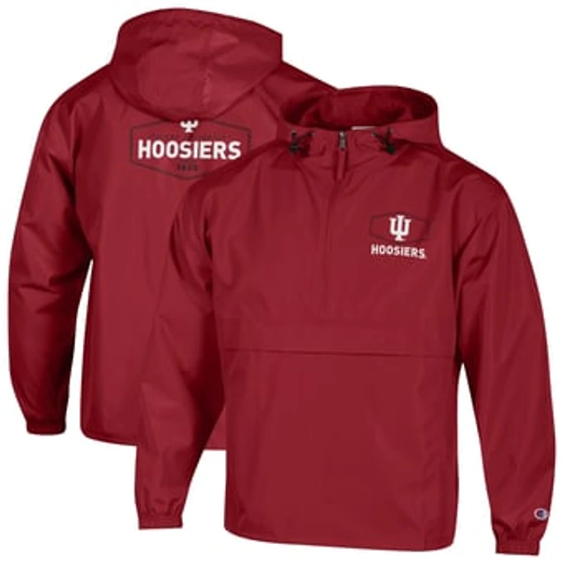 Men's Champion Crimson Indiana Hoosiers Delay Packable Half-Zip Jacket
