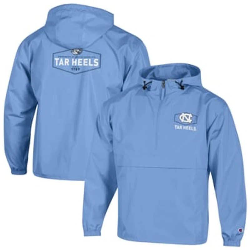 Men's Champion Carolina Blue North Carolina Tar Heels Delay Packable Half-Zip Jacket