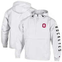 Men's Champion  White Ohio State Buckeyes Cloud Packable Half-Zip Hooded Jacket