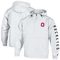 Men's Champion  White Ohio State Buckeyes Cloud Packable Half-Zip Hooded Jacket