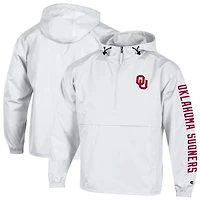 Men's Champion  White Oklahoma Sooners Cloud Packable Half-Zip Hooded Jacket