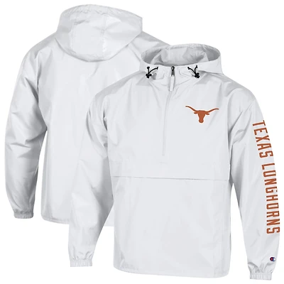 Men's Champion  White Texas Longhorns Cloud Packable Half-Zip Hooded Jacket