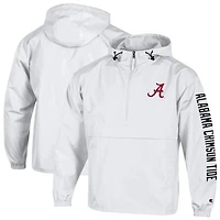 Men's Champion  White Alabama Crimson Tide Cloud Packable Half-Zip Hooded Jacket