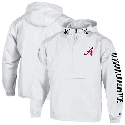 Men's Champion  White Alabama Crimson Tide Cloud Packable Half-Zip Hooded Jacket