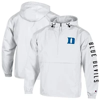 Men's Champion  White Duke Blue Devils Cloud Packable Half-Zip Hooded Jacket
