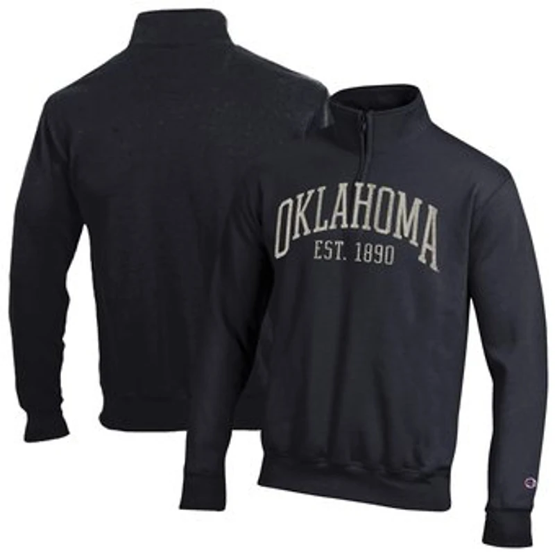 Men's Champion Black Oklahoma Sooners Powerblend Quarter-Zip Pullover