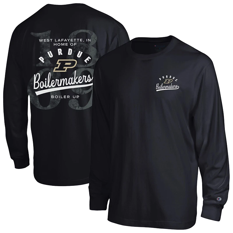 Men's Champion Black Purdue Boilermakers Laminated All-Star Long Sleeve T-Shirt