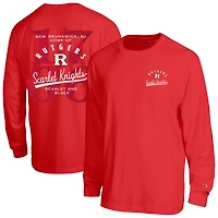 Men's Champion  Scarlet Rutgers Scarlet Knights Laminated All-Star Long Sleeve T-Shirt