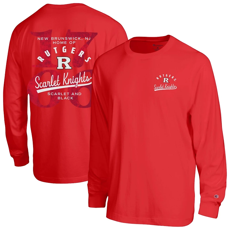 Men's Champion Scarlet Rutgers Scarlet Knights Laminated All-Star Long Sleeve T-Shirt