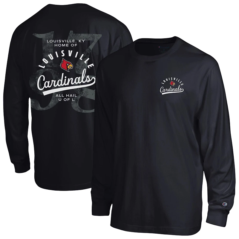 Men's Champion Black Louisville Cardinals Laminated All-Star Long Sleeve T-Shirt