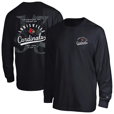 Men's Champion Black Louisville Cardinals Laminated All-Star Long Sleeve T-Shirt