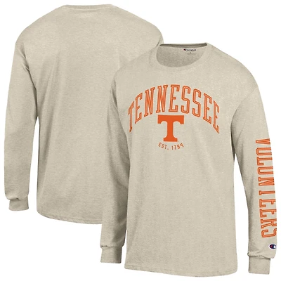 Men's Champion  Heather Oatmeal Tennessee Volunteers Neutral Arch Long-Sleeve T-Shirt