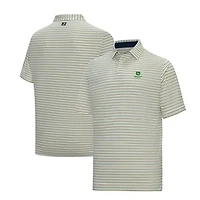 Men's FootJoy  White John Deere Classic ProDry Pinstripe Pop Stripe Lisle Polo