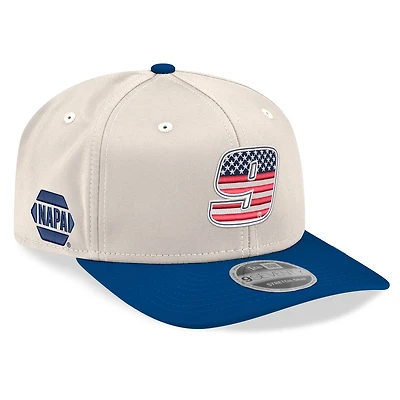 Men's New Era Beige/Royal Chase Elliott 9SEVENTY Flag Stretch-Snap Hat