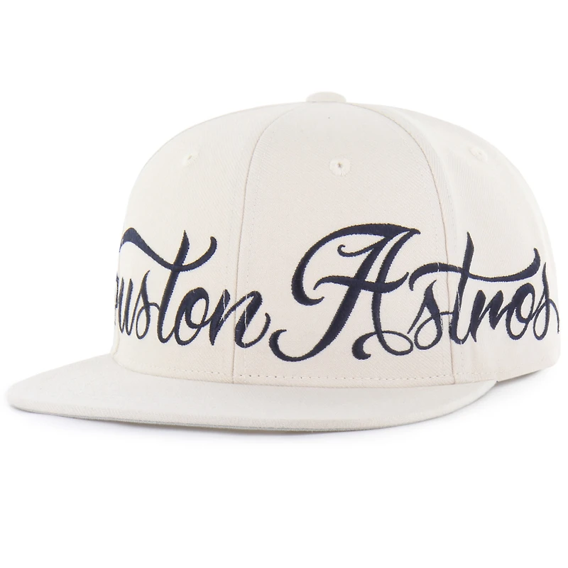 Men's Mister Cartoon x '47 Natural Houston Astros Wrap Script Captain Snapback Hat