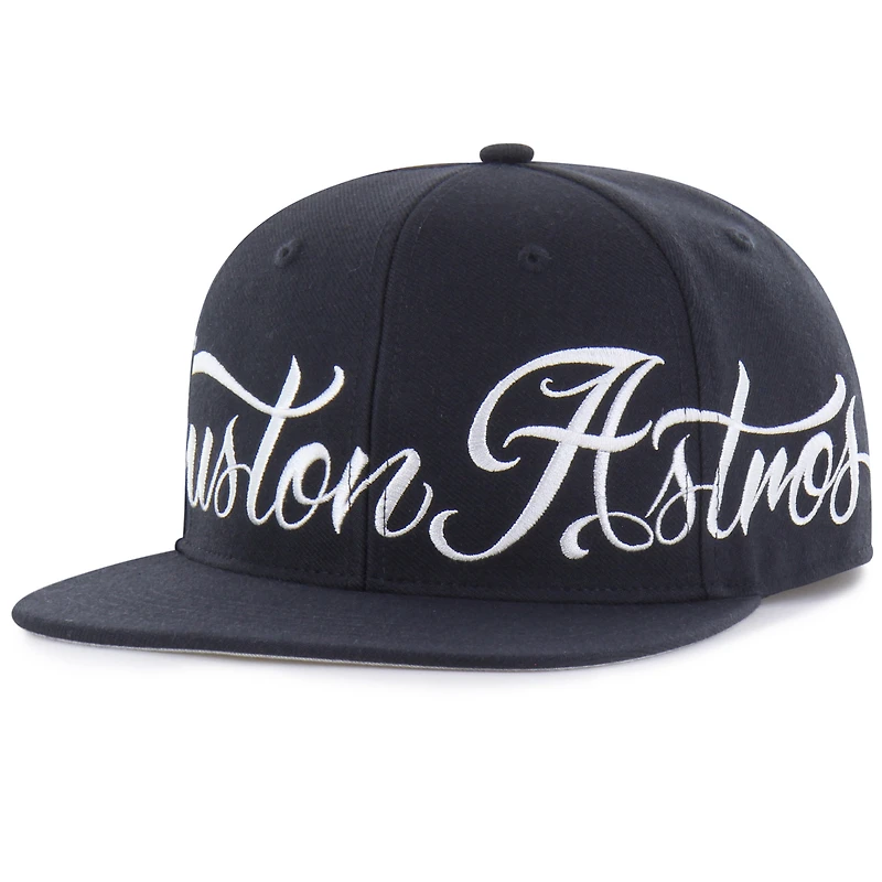 Men's Mister Cartoon x '47 Navy Houston Astros Wrap Script Captain Snapback Hat