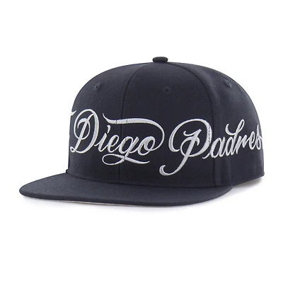 Men's Mister Cartoon x '47 Navy San Diego Padres Wrap Script Captain Snapback Hat