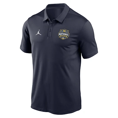 Men's Jordan Brand Navy Michigan Wolverines 2026 NCAA Men's Basketball National Champions Official Logo Dri-FIT Polo