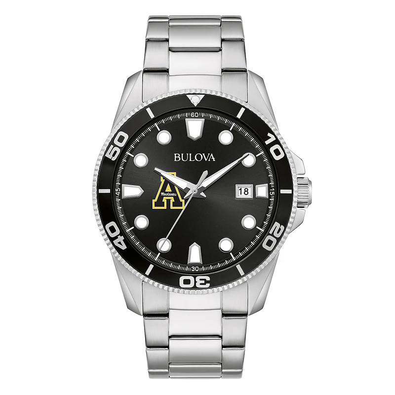 Men's Bulova Appalachian State Mountaineers Sport Stainless-Steel Bracelet Watch