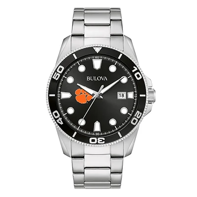 Men's Bulova Clemson Tigers Sport Stainless-Steel Bracelet Watch