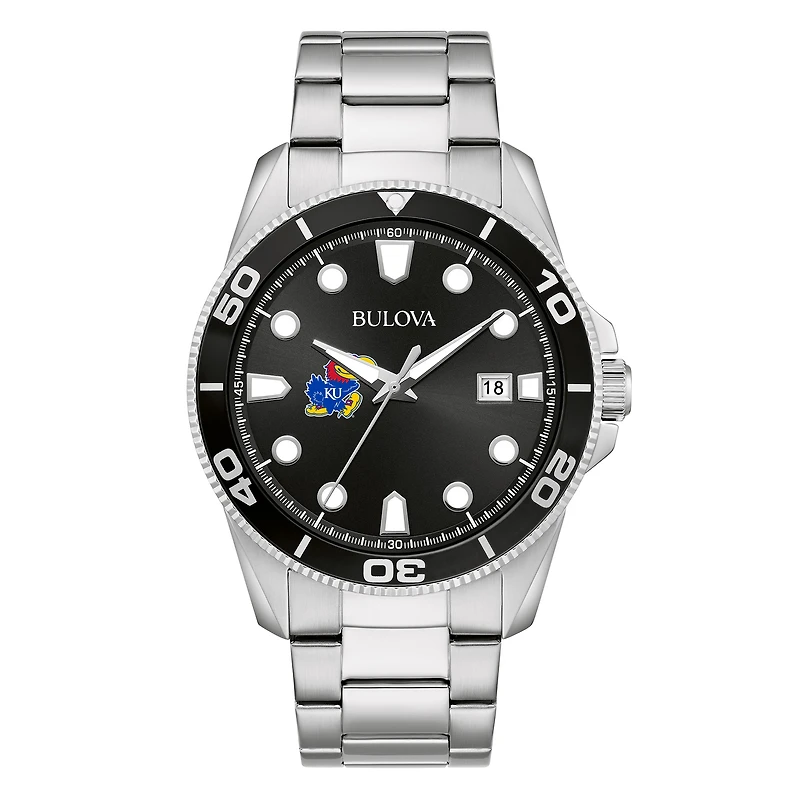 Men's Bulova Kansas Jayhawks Sport Stainless-Steel Bracelet Watch